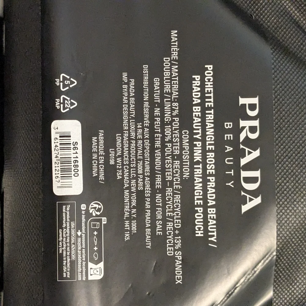 New Prada Beauty Pouch With Dust Bag Cosmetic Bag Pink Black Triangle Zipper Bag - Picture 8 of 11